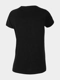 4F Womens' Black V-neck T-shirt | TSD002-Bl