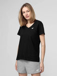 4F Womens' Black V-neck T-shirt | TSD002-Bl