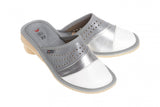 Women's Silver Leather Slippers  | WU-150