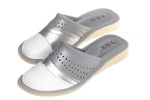 Women's Silver Leather Slippers  | WU-150