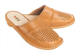 Men's Light Brown Leather Slippers | WU-260