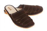 Men's Dark Brown Leather  Slippers | WU-270