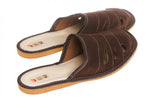 Men's Dark Brown Leather  Slippers | WU-270