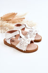 S. Barski Girls' White Open-toe Sandals with Frills | SS2748-W