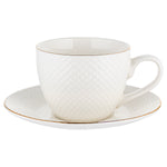 White Porcelain Cup with Gold Edges and Plate TIFFANY 250 ml | ZETIFF002