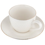 White Porcelain Cup with Gold Edges and Plate TIFFANY 250 ml | ZETIFF002