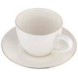 White Porcelain Cup with Gold Edges and Plate TIFFANY 250 ml | ZETIFF002