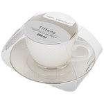 White Porcelain Cup with Gold Edges and Plate TIFFANY 250 ml | ZETIFF002