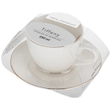 White Porcelain Cup with Gold Edges and Plate TIFFANY 250 ml | ZETIFF002