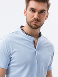 Men's 100% Cotton Short Sleeve Shirt with Stand-up Collar | K543-V