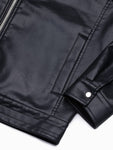 Men's Black Eco-Leather Biker Jacket | C604-V