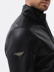 Men's Black Eco-Leather Biker Jacket | C604-V