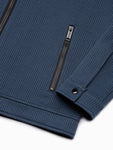 Men's Navy Blue Zipper Jacket with Stand-Up Colar | C453-V