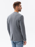 Men's Modern Gray Blazer with Stand-up Collar| M84-V1