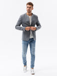 Men's Modern Gray Blazer with Stand-up Collar| M84-V1