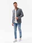 Men's Modern Gray Blazer with Stand-up Collar| M84-V1