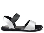 S. Barski Big Girls' Black and Silver Open-toe Sandals | SS2759