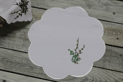 White Serviette with White Catkin Embroidery | EO-01