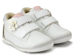 AC Girls' White Sneakers with Golden Flower | 194/23-W