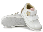 AC Girls' White Sneakers with Golden Flower | 194/23-W