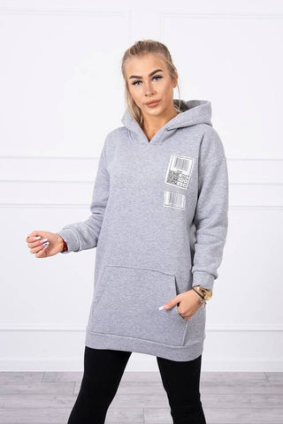 Hooded Sweatshirt with Barcode Print | 9147