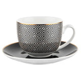 Porcelain Cup with Gold Edges and Plate LAUREN 240 ml | 2K8839