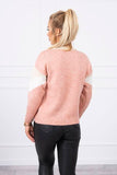 Women's Casual Knitted Light Beige and Powder Pink Sweater | 20-19-51-LBEPP
