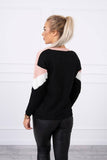 Women's Casual Knitted Black and Powder Pink Sweater | 20-19-51-BLPP