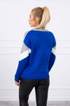 Women's Casual Knitted Royal Blue and Gray Sweater | 20-19-51-BG