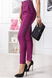 Italian-style High-Waisted Dark Fuchsia Pants with Three Buttons | HAL-154-P