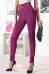 Italian-style High-Waisted Dark Fuchsia Pants with Three Buttons | HAL-154-P