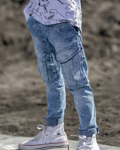 MashMnie Boys' Light Blue Jeans Joggers | S-04