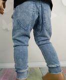 MIMI Boys' Blue Super Soft Jeans Joggers | S-128-Blue Jeans