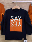 MIMI Boys' Black Shirt with Say Yes Print | S-146