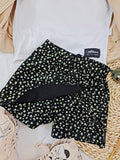 Girls' Black Soft Shorts with Flowers Pattern | FUN-01