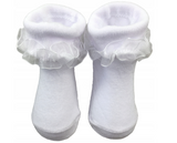 YO! White Baby Girl Lace Cuff Socks | SKA-0119G
