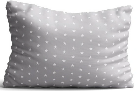 100% Cotton Gray Pillowcase with Stars Pattern ~ 40 cm x 60 cm | 939E