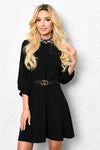 Black Dress with Pearl and Black Belt | SU-2286