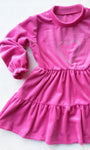 Girls' Velvet Pink Dress with Sparkling Heart | HAL-151