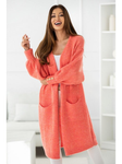 Sunset Papaya Fuzzy Knitted Cardigan | MIA