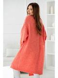 Sunset Papaya Fuzzy Knitted Cardigan | MIA