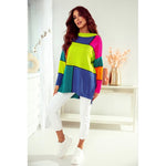 Blue and Neon Colors Oversized Sweater | MEGAN