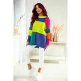 Blue and Neon Colors Oversized Sweater | MEGAN