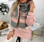Carmen Double Sided Light Pink & Gray Soft Scarf | HAL-167-LP/G