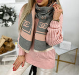 Carmen Double Sided Light Pink & Gray Soft Scarf | HAL-167-LP/G