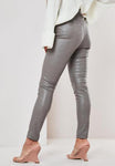Steel Gray Insulated Eco Leather Leggings with Croc Print | HAL-162-G