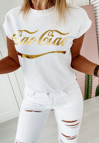 Classic Italian T-Shirt with Ciao Ciao Print | HAL-187