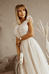 Elegant Italian Midi Lace Dress with Tulle | HAL-201