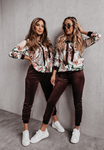 Women's Velvet Hoodie and Pants Set with Floral Pattern | HAL-200