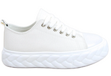 White Sneakers with Braided Sole | SE2904